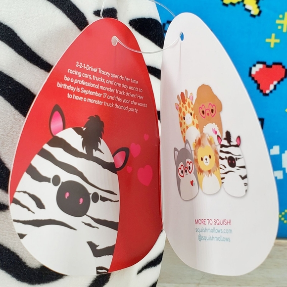 Squishmallow Tracey the Zebra 8" UltraSoft Stuffed Valentine's Day Plush NWT - Picture 11 of 12